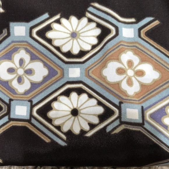 Vintage Button Up Blouse Size Large Dark Gray Floral Art Deco - Picture 9 of 9